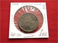 1848 Matron Head Large Cent - AU-50 - Key Date