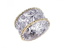Sterling Silver Two Tone Flower Design Ring