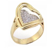Sterling Silver Crystal Heart Modern Ring