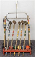 Vintage Croquet Set With Cart