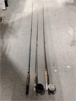 3 Fly Fishing Rods w/ 2 Reel: Shakespeare, Martin
