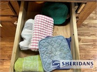 CONTENTS OF KITCHEN ISLAND: POTS, PANS, UTENSILS