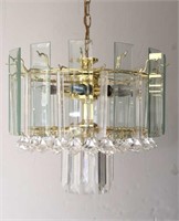 Small Brass and Glass Chandelier
