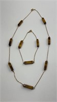 10k Gold Tiger Stone Bracelet & Necklace