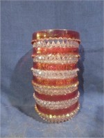 6 Indiana Glass Ruby Diamond Point bowls