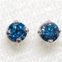 $1200 14K  Treated Blue Diamond(0.21ct) Earrings