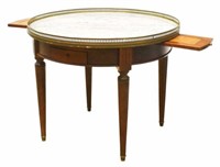 FRENCH LOUIS XVI STYLE MARBLE-TOP BOUILLOTTE TABLE