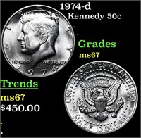 1974-d Kennedy Half Dollar 50c Grades GEM++ Unc