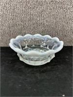 White Frosted Rim Clear Glass Bowl