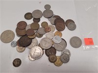 Bag of Foreign Coins w/ 1957 Mexican Centavo