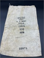 1978 US MINT PHILADELPHIA $50 cents bank bag