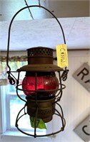 C & NW Red globe lantern