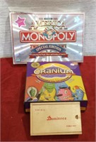 Monopoly, Cranium, and Dominoes