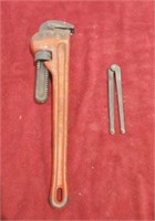 Rigid 18" Pipe Wrench and Adjustable Spanner