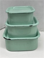 Vintage Enamelware Lidded Containers (3)