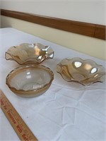 3 marigold glass bowls