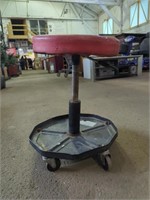 Adjustable Rolling Shop Stool w/ Bottom Tray