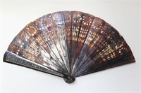 A Tortoiseshell Fan w Silver Inlaid