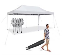 Gymax 10 ft. x 20 ft. White Pop-Up Canopy Tent