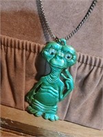 VINTAGE E. T. PENDANT NECKLACE WITH WIGGLY EYES