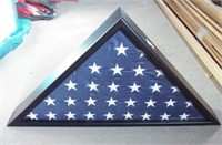 American flag with display case.