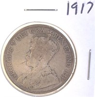 1917 Georgivs V Canadian Silver Half Dollar