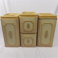 Vintage 4 piece metal kitchen canister set