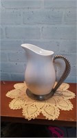 Vintage White Pitcher With Silver Handle