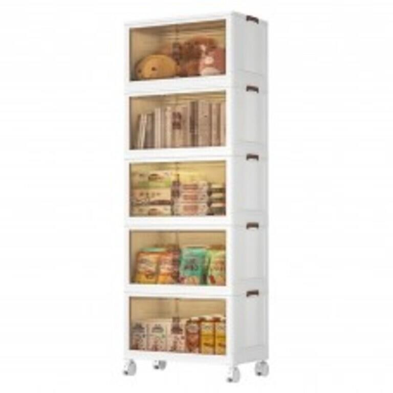 5 Tier Stackable Storage Shelf, Collapsible Close