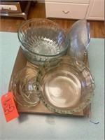 Various size glass bowls, trays