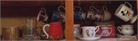Coffee cups and mugs, 2 with saucers