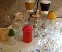 Salt & peppers, grinders, juicer, egg separator,