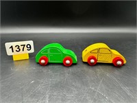 2 vintage wooden toy cars