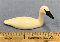 2 1/4" beautifully carved ivory swan with baleen b