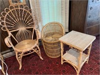 Wicker chairs and side table