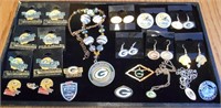 LARGE QUANTITY OF GREEN BAY PACKER JEWELRY