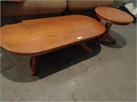 24"x54" oak coffee table, matching round end table