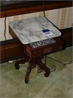 SMALL SQUARE MARBLE TOP 1 DRAWER STAND