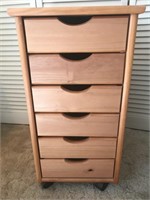 6 Drawer Wood Crafting Cabinet on Wheels