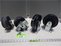 2- 5" Swivel casters; 1 is locking and 2- 6" cas