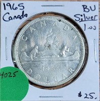 1965 BU CANADA SILVER $1 COIN