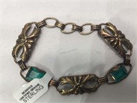 Sterling Silver Vermeil bracelet with green