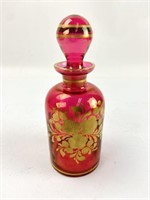 Vintage Baccarat Crystal Red & Gold Perfume