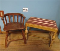 Childs Chair & Padded Stool / Bench