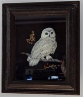 Framed Tole 3D Owl On Branch 13" x 11"