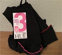 NWT 3 PAIR HUE BLACK SOCKS  O/S  $15