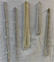 Lot of 5 Metallic Pearls & Chains Necklaces