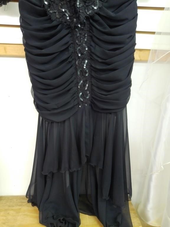 Vintage Black Sequin Dress w/ Lace Mermaid Skirt