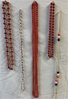 Lot of 5 Red White Blue Beaded Necklaces