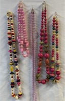 Lot of 5 VTG Beaded Necklaces PINKS